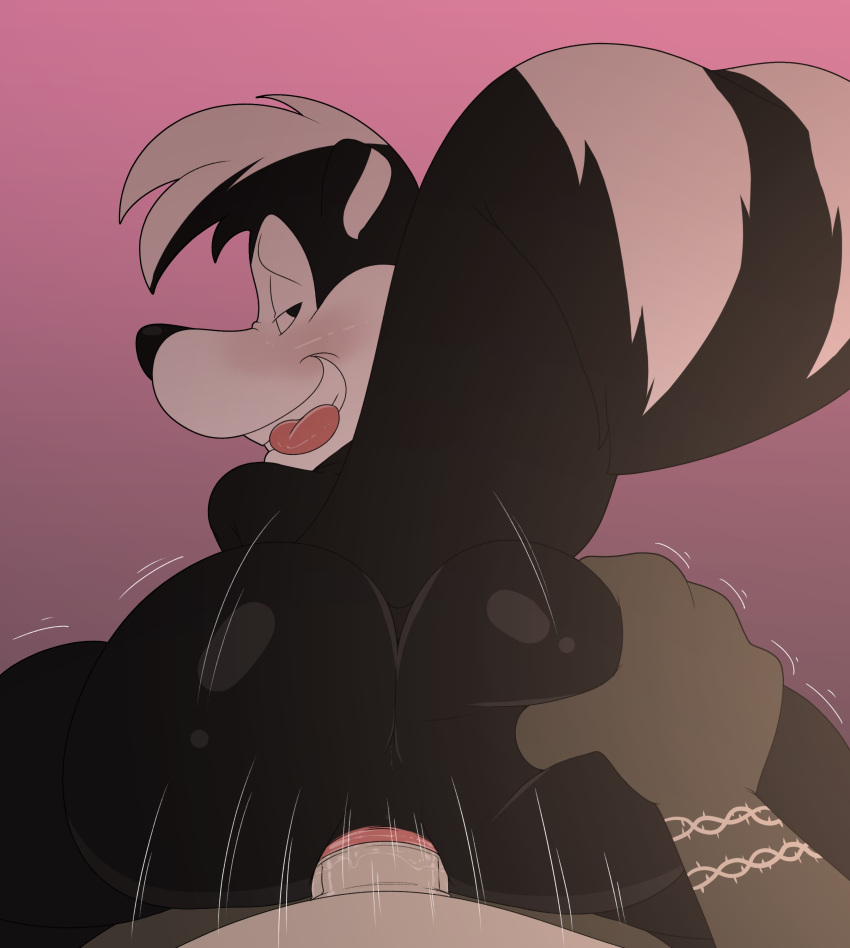 absurd_res anal anthro aroused bedroom_eyes big_butt bite black_and_white_fur black_body black_fur blush butt butt_grab butt_touch fan_character feral first_person_view fluffy fluffy_tail fur genitals grin hand_on_butt hi_res jerseydevil looking_at_viewer looking_back looking_back_at_viewer looney_tunes male male/male mammal mephitid multicolored_body multicolored_fur narrowed_eyes naughty_face nude penis pepe_le_pew rough_sex seductive sex skunk smile striped_body striped_fur stripes tail tongue tongue_bite tongue_out warner_brothers white_body white_fur