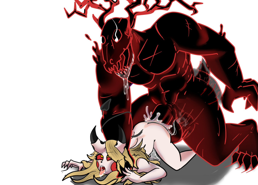 alastor_(hazbin_hotel) anthro balls big_balls big_penis bodily_fluids charlie_morningstar claws deer demon demon_humanoid doggystyle duo female female_penetrated fluffy fluffy_tail from_behind_position genital_fluids genitals hazbin_hotel hi_res horn humanoid looking_pleasured male male/female male_penetrating male_penetrating_female mammal monster muscular muscular_anthro muscular_male nicksane1 orgasm orgasm_face penetration penile penile_penetration penis pussy_juice red_body red_eyes saliva sex tail thick_thighs tongue tongue_out white_body