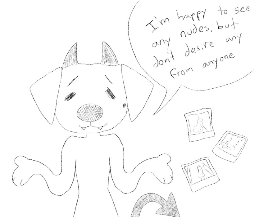 2022 anthro balls bluekyokitty butt canid canine canis demon dialogue digital_drawing_(artwork) digital_media_(artwork) domestic_dog english_text erection eyes_closed floppy_ears genitals gesture hi_res horn humanoid_genitalia humanoid_penis male mammal nude nude_photo penis photo sebastian_(sebdoggo) sebdoggo shrug sketch smile solo spade_tail speech_bubble tail teeth text trans_(lore) trans_man_(lore)