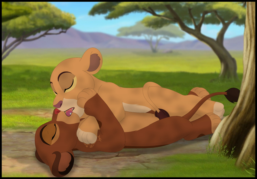 disney duo felid female female/female feral feral_on_feral french_kissing fur genitals hi_res kaion kiara kissing lion male mammal pantherine pussy rani the_lion_guard the_lion_king tongue tongue_out