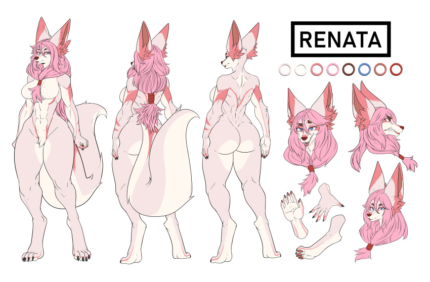 absurd_res anthro arctic_fox canid canine danglebat female fox fycroh hi_res liltaiga4 mammal model_sheet renata_(danglebat)