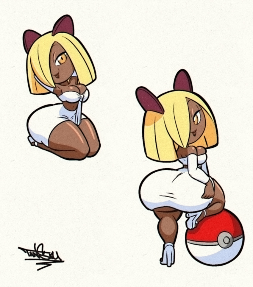 big_butt butt clothing female footwear generation_3_pokemon hi_res high_heels kirlia nintendo not_furry pokemon pokemon_(species) short_stack solo tansau thick_thighs