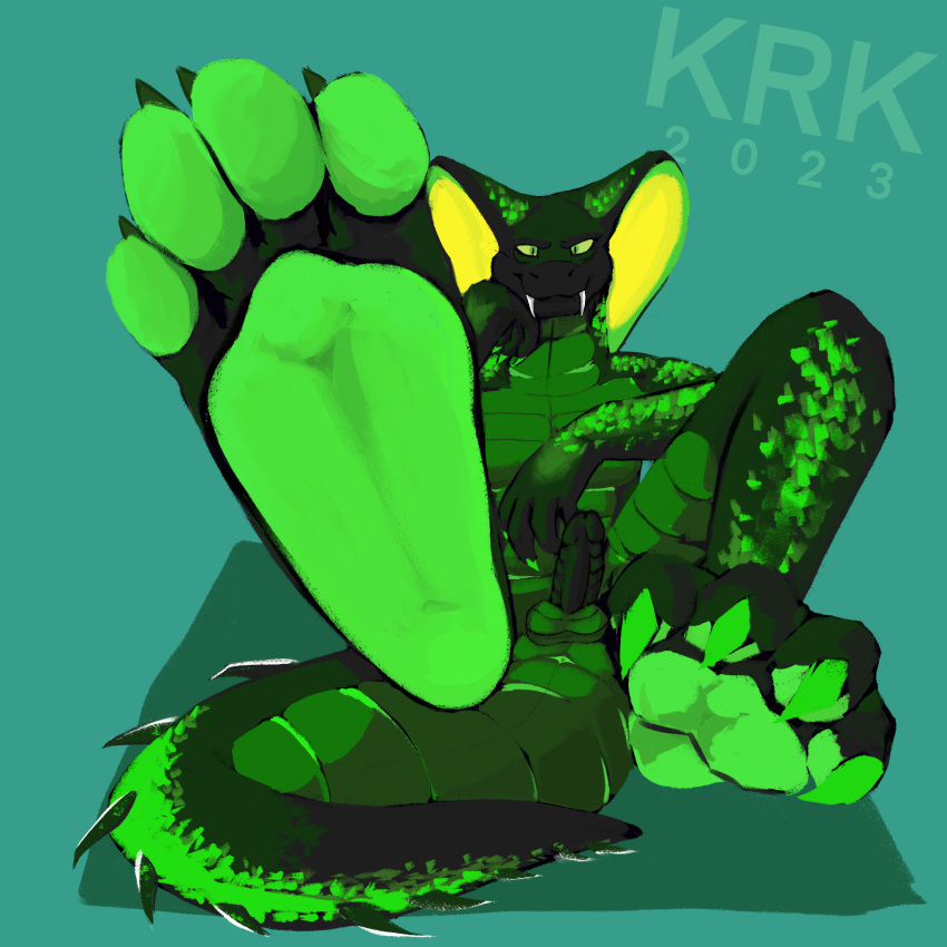 anthro anus cobra dominant dominant_male erection feet foot_fetish foot_focus hi_res hindpaw humanoid male pawpads paws reptile scalie sketchotterly snake sneak solo worship_request worshiping