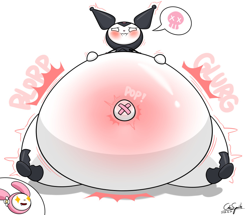 absurd_res animal_humanoid anthro belly belly_expansion big_belly cdrspark clothing demon duo expansion female female/female force_feeding forced hi_res huge_belly humanoid hyper hyper_belly kuromi lagomorph lagomorph_humanoid leporid leporid_humanoid mammal mammal_humanoid my_melody navel navel_fetish onegai_my_melody outie_navel rabbit sanrio solo sound_effects swelling wardrobe_malfunction