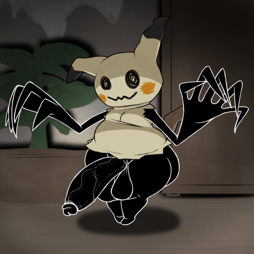 1:1 2023 anthro axoarts balls big_balls big_butt big_hands big_penis black_body black_ears black_eyes butt carton digital_media_(artwork) generation_7_pokemon genitals hi_res huge_penis male mimikyu multicolored_body multicolored_ears nintendo nude penis pokemon pokemon_(species) solo standing thick_thighs three-quarter_view two_tone_body two_tone_ears vein veiny_penis yellow_body yellow_ears