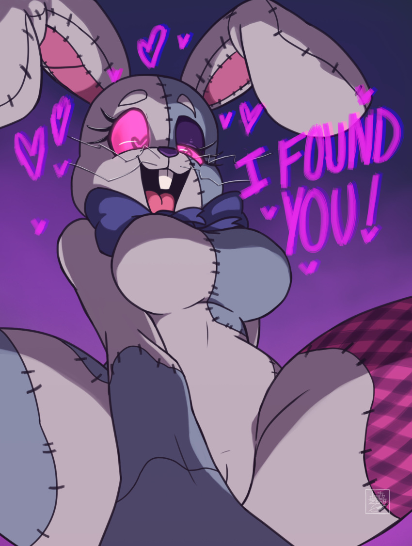 &lt;3 &lt;3_eyes 2023 anthro big_breasts bow_tie breasts buckteeth deathzera female five_nights_at_freddy's hi_res humanoid lagomorph leporid looking_at_viewer mammal open_mouth rabbit scottgames solo tagme teeth text thick_thighs under_boob vanny_(fnaf) wide_hips