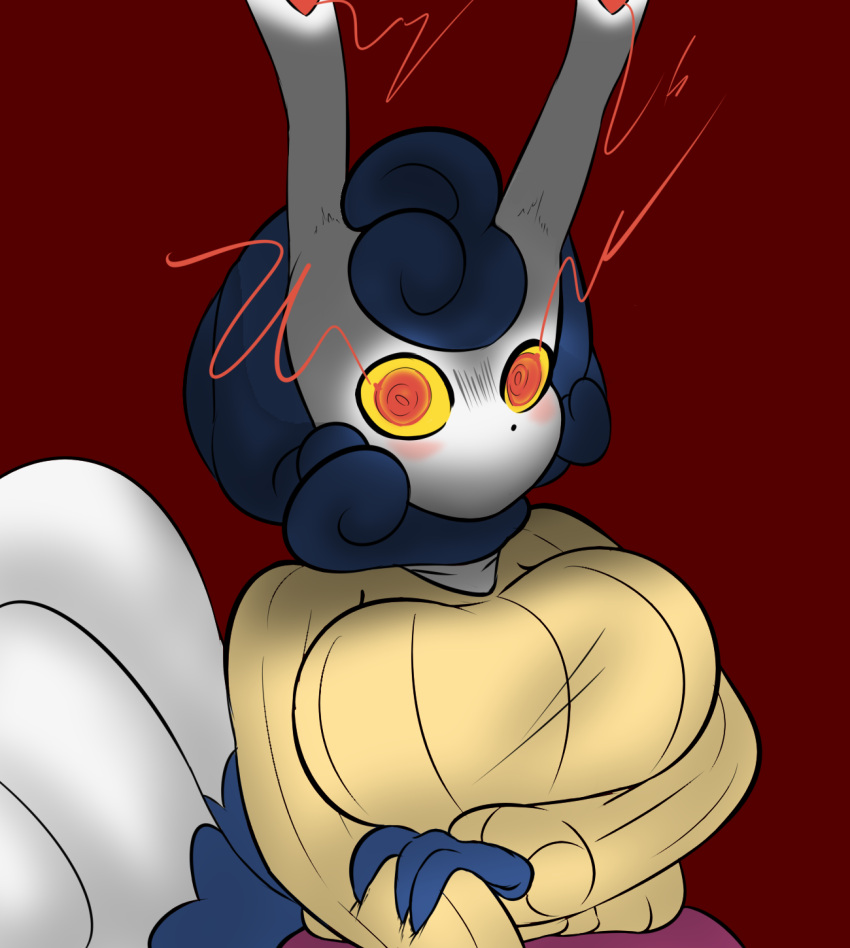 2023 26:29 4_fingers anthro arm_under_breasts big_breasts big_pupils blue_hair blue_highlights bottomwear breasts clothing colored creepy curled_hair digital_drawing_(artwork) digital_media_(artwork) dilated_pupils ears_up eyelashes female fingers front_view fur generation_6_pokemon glowing glowing_eyes hair half-length_portrait hi_res highlights_(coloring) looking_at_viewer magic_user mature_female meowstic nintendo ominous plantedpot pokemon pokemon_(species) pokemorph portrait pupils purple_bottomwear purple_clothing purple_skirt red_background red_pupils sierra_(plantedpot) simple_background skirt solo tail white_body white_fur white_tail wide_eyed yellow_sclera