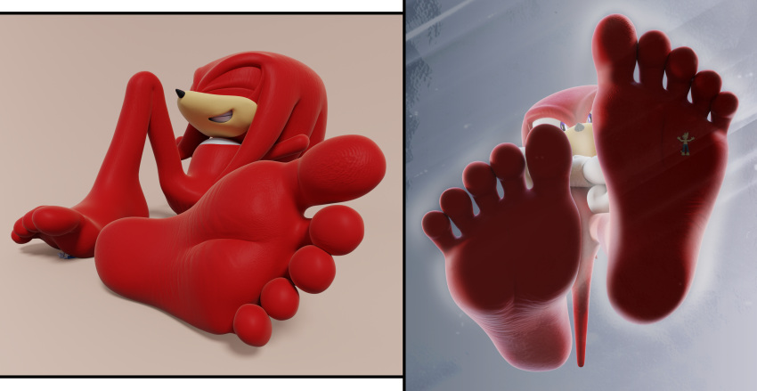 3d_(artwork) absurd_res artie barefoot canid canine digital_media_(artwork) duo echidna feet feetymcfoot fox hi_res knuckles_the_echidna macro male mammal monotreme sega soles sonic_the_hedgehog_(series) toes