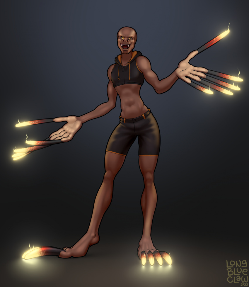 2022 absurd_res archvile_(doom) big_hands claws clothed clothing demon digital_media_(artwork) fire full-length_portrait hi_res humanoid humanoid_hands long_claws longblueclaw male open_mouth portrait simple_background solo standing teeth tongue