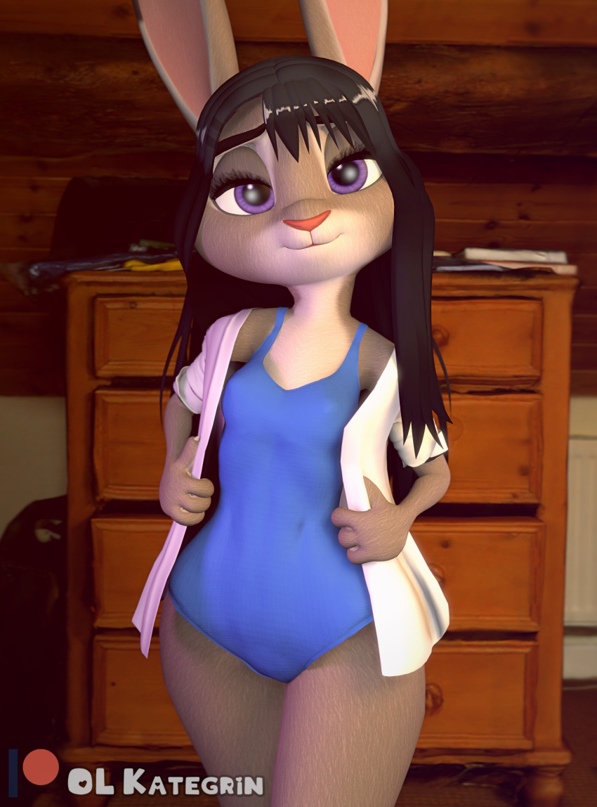 3d_(artwork) 4_fingers abs anthro athletic athletic_female black_hair breasts claws clothed clothing cosplay crossover crossover_cosplay cute_expression detailed_background digital_media_(artwork) disney dresser english_text female fingers fur furniture grey_body grey_fur hair hayase_nagatoro hi_res ijiranaide_nagatoro-san inside judy_hopps lagomorph leporid logo long_ears long_hair looking_at_viewer mammal multicolored_body nails narrowed_eyes nipple_outline olkategrin open_clothing open_shirt open_topwear patreon patreon_logo pink_nose purple_eyes rabbit seducing_viewer seductive shirt small_breasts small_waist smile smiling_at_viewer solo source_filmmaker standing stylized stylized_text swimsuit_under_clothing swimwear text thick_thighs topwear two_tone_body undressing uniform watermark wide_hips widescreen zootopia