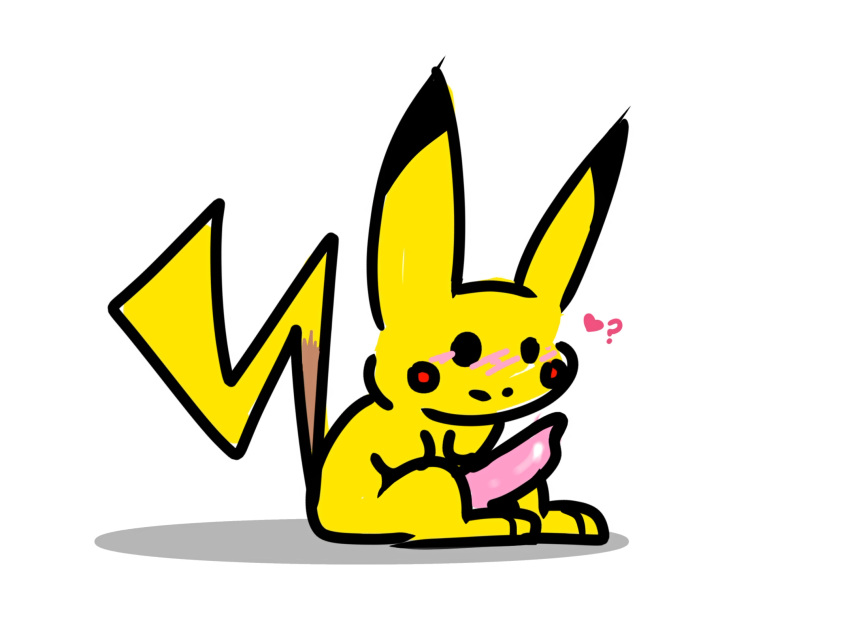 anthro cute_expression feral generation_1_pokemon genitals hi_res male nintendo nude penis pikachu pokemon pokemon_(species) smile solo xiomih