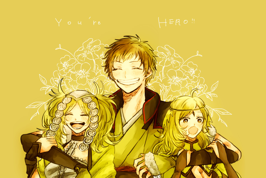 1boy ahoge arm_around_shoulder family father_and_daughter fire_emblem fire_emblem_awakening fire_emblem_fates grandmother_and_granddaughter kumao_(jinsei_wa_dead_end) lissa_(fire_emblem) mother_and_son open_mouth ophelia_(fire_emblem) owain_(fire_emblem) smile