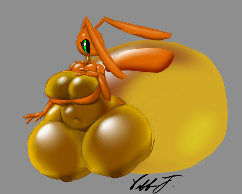 ant antennae_(anatomy) anthro arthropod arthropod_abdomen big_breasts black_eyelashes black_pupils breasts brown_antennae brown_body eyelashes female glistening glistening_breasts glistening_eyes glistening_legs green_eyes grey_background hi_res honeypot_ant huge_hips huge_thighs hymenopteran insect long_antennae navel pupils simple_background slightly_chubby solo thick_thighs wide_hips yiff_fantasy