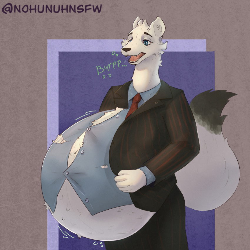 2023 after_vore anthro anthro_pred belly big_belly blue_eyes burping clothed clothing digestion digestion_noises digital_drawing_(artwork) digital_media_(artwork) fatal_vore fur hi_res huge_belly james(englishweasel) male male/male male_pred mammal mustelid musteline nohunuh open_mouth rumbling_stomach shaded simple_background solo sound_effects tail tight_clothing true_musteline vore weasel weight_gain