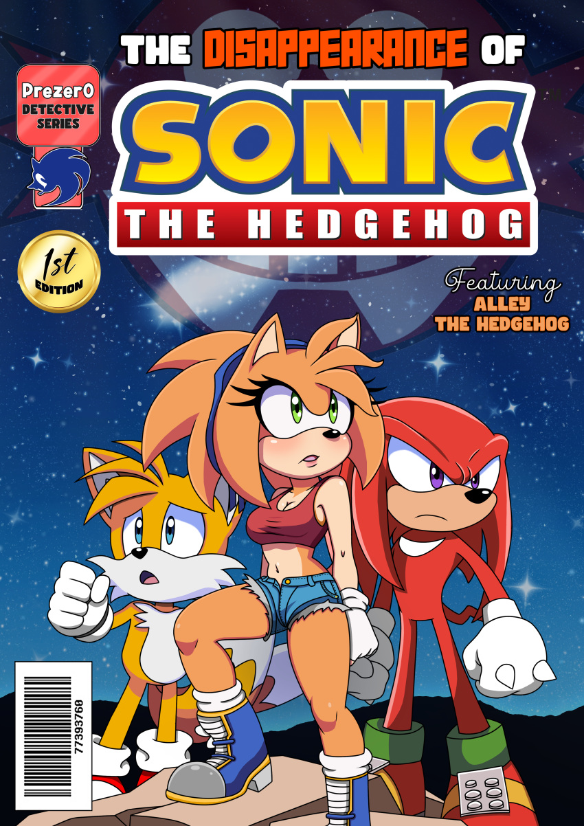 absurd_res alley_the_hedgehog archie_comics canid canine comic cover cover_art cover_page echidna eulipotyphlan female fox group hedgehog hi_res knuckles_the_echidna male mammal miles_prower monotreme prezer0 sega sonic_the_hedgehog_(archie) sonic_the_hedgehog_(comics) sonic_the_hedgehog_(series) tails_(disambiguation) trio