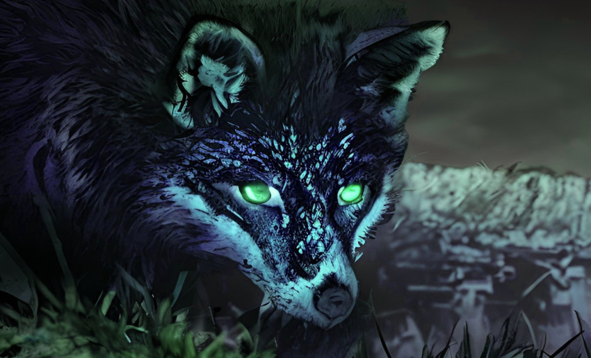 ambiguous_gender blue_body blue_fur canid canine feral fox fur green_eyes mammal n0etic photo_manipulation photography_(artwork) solo