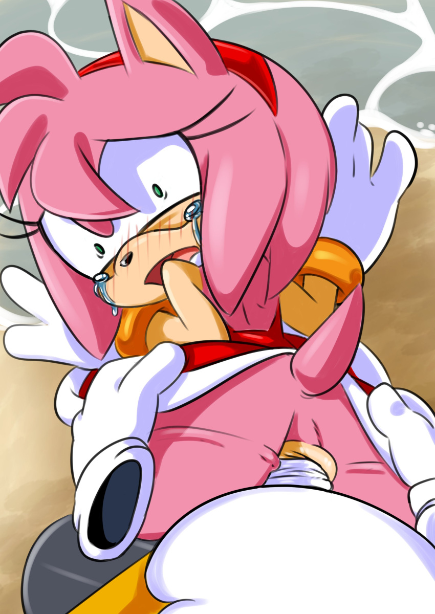 absurd_res amy_rose anal anal_penetration anthro big_pupils blush bodily_fluids butt canid canine clothed clothed_sex clothing crying dilated_pupils duo eulipotyphlan female first_person_view forced fox from_behind_position genitals hedgehog hi_res male male/female mammal miles_prower penetration penis pokachu_(artist) pupils rape sega sex sonic_the_hedgehog_(series) tears