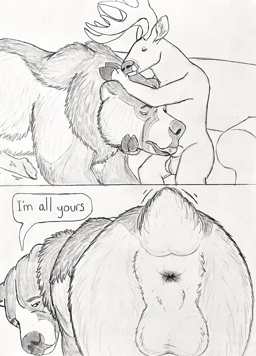 anatomically_correct anatomically_correct_genitalia anatomically_correct_penis animal_genitalia animal_penis anthro anthro_on_feral anthro_penetrating anthro_penetrating_feral anus balls bear bestiality big_balls big_penis brown_bear cervine cervine_genitalia cervine_penis comic deer duo feral feral_penetrated furniture genitals grizzly_bear hair hgythshs hi_res kuruk_(character) male male/male mammal mane mane_hair oral oral_penetration penetration penis raised_tail rear_view roommate scut_tail sex sheath short_tail size_difference sofa tail tail_motion tailwag ursine ursine_penis