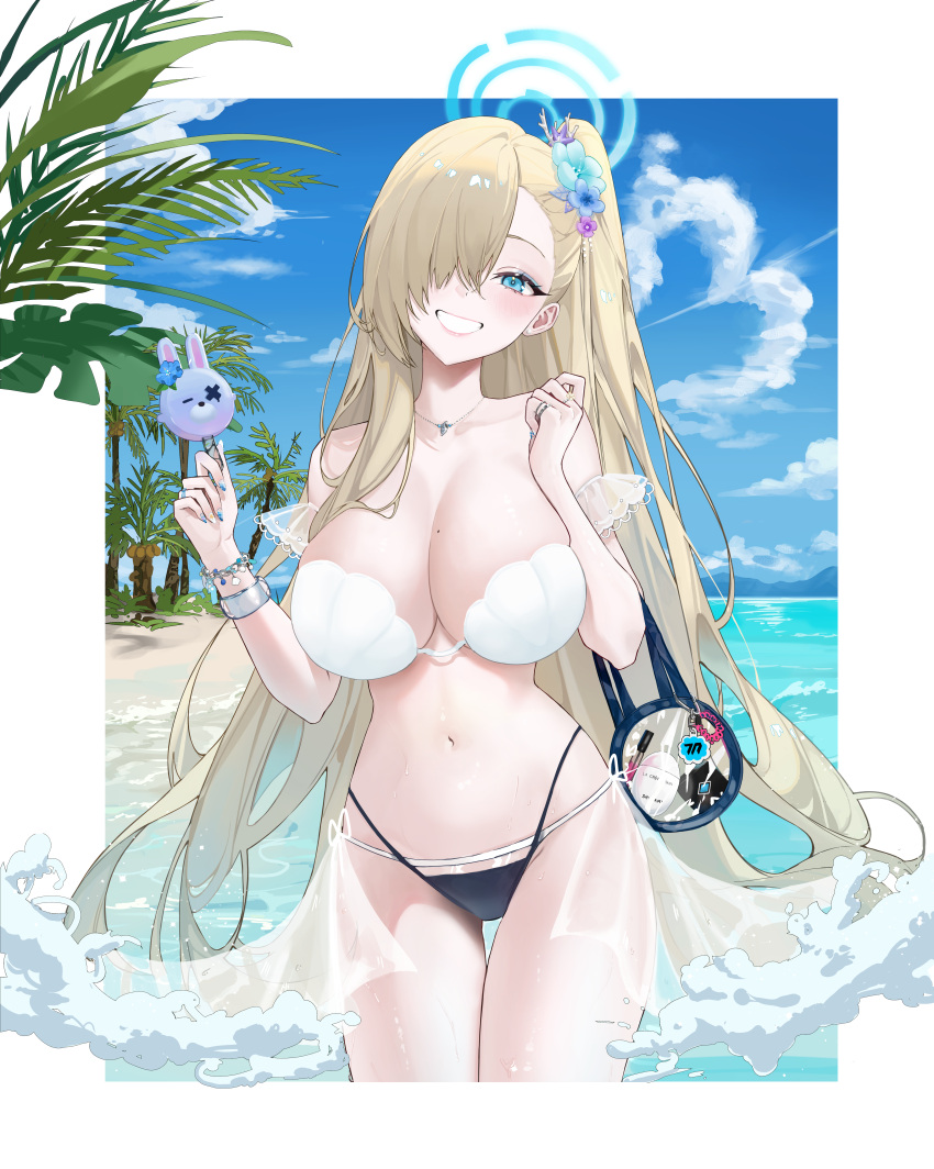 1girl absurdres asuna_(blue_archive) bikini blue_archive breasts highres shupami stomach swimsuit