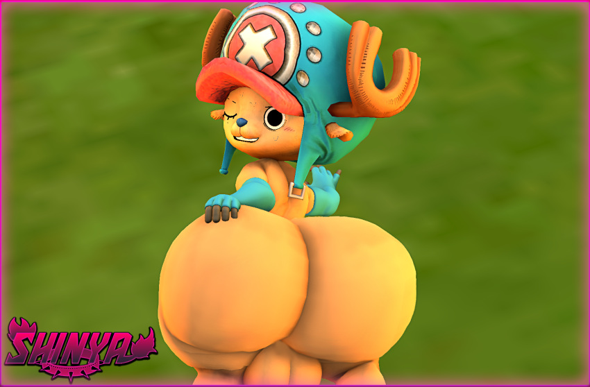 3d_(artwork) anthro big_butt butt digital_media_(artwork) hi_res male male/male one_piece shinyagaia short_stack solo source_filmmaker summer tony_tony_chopper