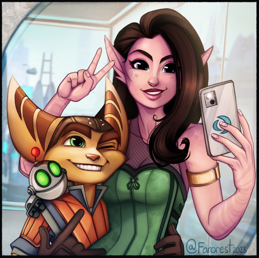 alien alien_humanoid anthro artist_name clank_(ratchet_and_clank) colored farorest female group hi_res humanoid lombax machine male male/female mammal markazian ratchet ratchet_and_clank robot selfie sony_corporation sony_interactive_entertainment talwyn_apogee trio