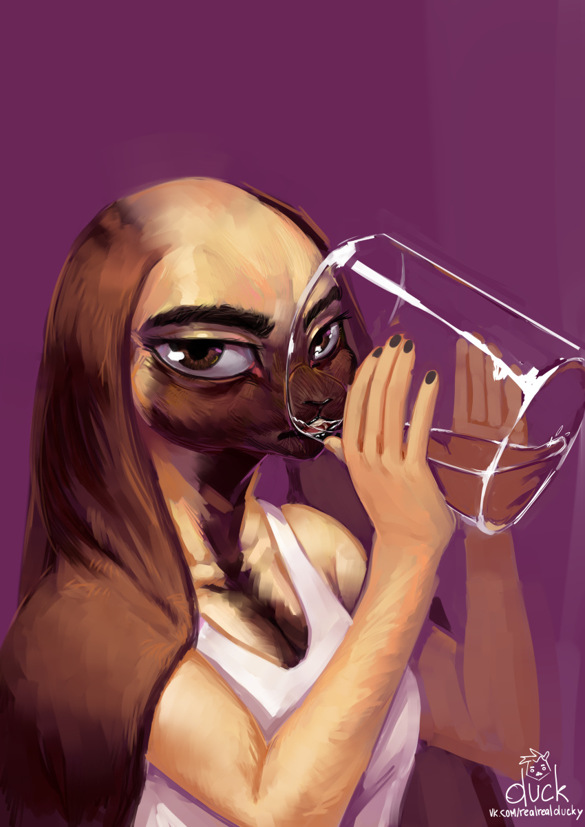 absurd_res anthro beastars beverage big_breasts breasts clothed clothing container cup digital_media_(artwork) drinking_glass duckhere female fur glass glass_container glass_cup hi_res kyuu_(beastars) lagomorph leporid looking_at_viewer mammal open_mouth rabbit simple_background solo solo_focus