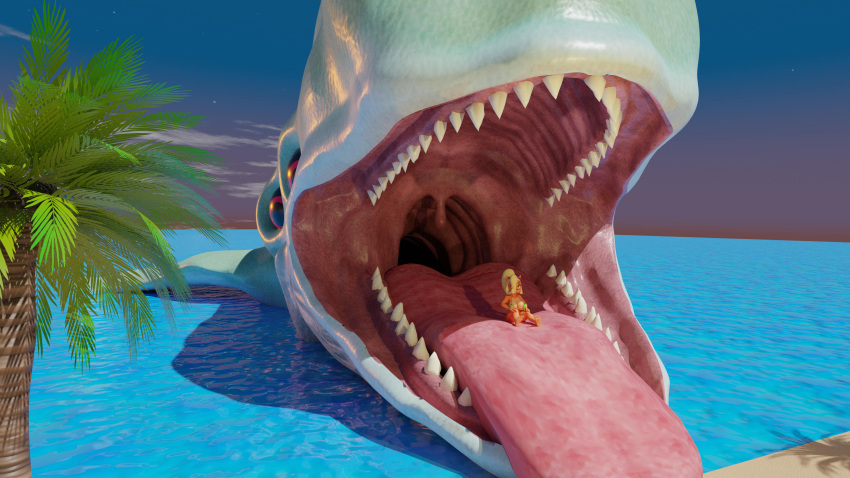 absurd_res activision ambiguous_gender bandicoot beach bikini cetacean clothing coco_bandicoot crash_bandicoot_(series) duo female hi_res mammal marine marsupial mike37 seaside sitting size_difference swimwear tongue uvula water whalien