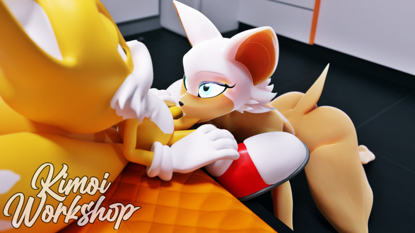 anthro bat big_butt butt canid canine fellatio female fox fur hair hi_res kimoiworkshop male male/female mammal miles_prower oral penile rouge_the_bat sega sex sonic_the_hedgehog_(series) tagme white_hair yellow_body yellow_fur