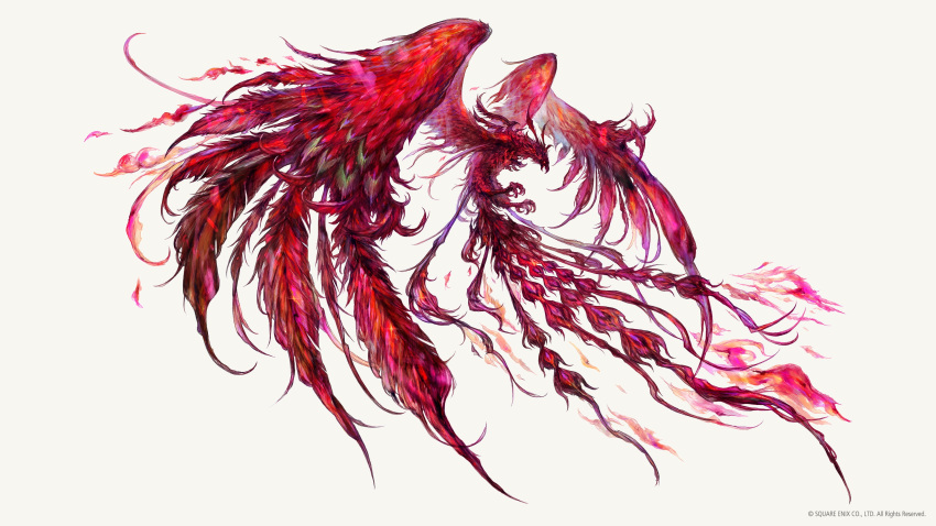 absurdres bird bird_wings claws feathered_wings feathers final_fantasy final_fantasy_xvi fire full_body highres official_art phoenix phoenix_(final_fantasy) simple_background square_enix wings