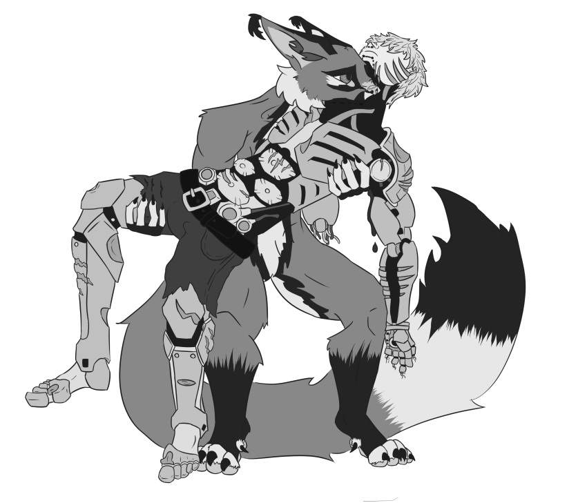 absurd_res anthro caracal_(genus) cybernetics cyborg death duo felid feline female genos_(one-punch_man) hi_res human machine male male/female mammal mar_caracal marcownano001 one-punch_man one_(manga) wounded