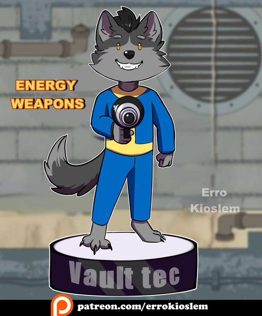 bethesda_softworks canid canine canis fallout fallout3 fallout4 gun hi_res male mammal ranged_weapon weapon were werecanid werecanine werewolf wolf ych