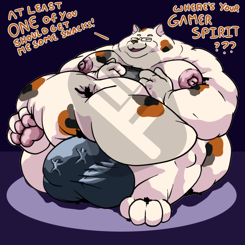 1:1 anon anthro anthro_pred attribute_theft balls_outline belly between_toes big_belly big_bulge big_butt bobtail_cat bulge butt butt_crush butt_smother calico_cat clothing controller crush detailed_bulge distracting_watermark domestic_cat dominant english_text extreme_size_difference eyewear fat_rolls feet felid feline felis foot_crush fujiyama_samoyed_(artist) game_controller gaming genital_outline glasses huge_bulge huge_butt humanoid_hands hyper hyper_belly hyper_butt japanese_bobtail kemono larger_male lazy male mammal micro morbidly_obese morbidly_obese_anthro morbidly_obese_male neck_rolls nintendo nintendo_switch nipples obese obese_anthro obese_male ordering_food overweight overweight_anthro overweight_male pawpads penis_outline pink_nipples simple_background size_difference size_expansion size_theft size_transformation smile smothering solo tekku-san(fujiyamasamoyed) text thick_thighs toes transformation trapped trapped_in_butt trapped_in_clothing trapped_in_underwear watermark weight_gain zero_pictured