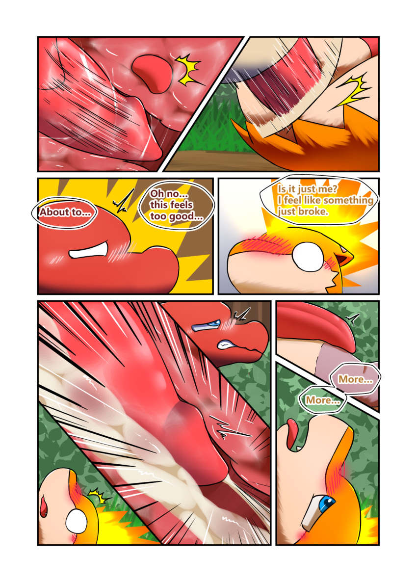 anal anal_penetration balls bodily_fluids charmeleon comic cum cum_in_ass cum_inside cum_while_penetrated cumshot darrow0 ejaculation english_text fire forest generation_1_pokemon generation_2_pokemon genital_fluids genitals hi_res male male/male male_penetrating nintendo p.r.o._pokeball penetration penile penile_penetration penis plant pokeball pokemon pokemon_(species) quilava speech_bubble text tree yuel