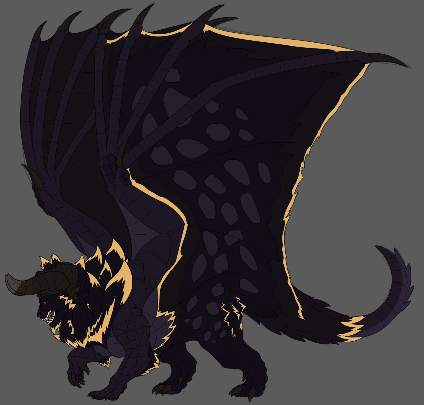 absurd_res black_body concept_art conceptual_model_sheet dragon felid female feral hi_res horn iranian_mythology larger_female mammal manticore middle_eastern_mythology model_sheet mythology nespera purple_body size_difference skulboogie solo yellow_body