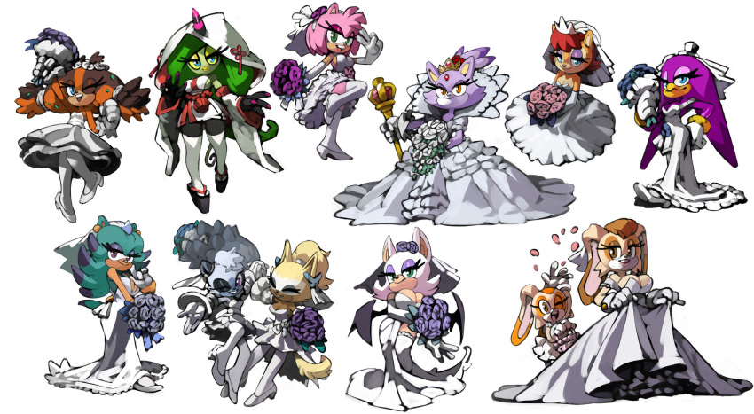amy_rose anthro archie_comics avian badger bat beak big_breasts big_hair big_tail bird bittenhard black_nose black_pupils blaze_the_cat blue_body blue_eyes blue_fur bouquet breasts breezie_the_hedgehog brown_body brown_ears brown_eyes brown_eyeshadow brown_fur brown_hair canid canine canis child chipmunk cleavage closed_smile clothed clothing countershading cream_the_rabbit dipstick_ears domestic_cat dress eulipotyphlan eyes_closed eyeshadow facial_markings feathers felid feline felis female flat_chested flower flower_bouquet forehead_gem fur glistening glistening_eyes green_body green_eyes green_skin grey_body grey_fur ground_squirrel group hair head_markings head_tuft hedgehog hi_res hirundinid holding_bouquet holding_flower holding_object idw_publishing lagomorph lemur leporid lips long_ears long_hair long_tail looking_at_viewer makeup mammal markings mouth_closed multicolored_body multicolored_ears multicolored_fur mustelid musteline narrowed_eyes one_eye_closed open_mouth open_smile orange_body orange_ears orange_eyes orange_fur oscine passerine pink_body pink_ears pink_fur pink_hair plant ponytail primate pupils purple_body purple_ears purple_eyes purple_eyeshadow purple_feathers rabbit red_gem red_hair rodent rouge_the_bat sally_acorn sciurid sega short_hair simple_background small_breasts smile sonic_boom sonic_riders sonic_the_hedgehog_(archie) sonic_the_hedgehog_(comics) sonic_the_hedgehog_(idw) sonic_the_hedgehog_(series) sticks_the_jungle_badger strepsirrhine swallow_(bird) tail tan_body tan_countershading tan_ears tan_fur tan_inner_ear tan_skin tangle_the_lemur teeth teeth_showing the_deadly_six thick_bottom_lip thick_lips tuft two_tone_body two_tone_fur vanilla_the_rabbit wave_the_swallow wedding_dress whisper_the_wolf white_background white_body white_fur wolf yellow_beak yellow_body yellow_fur yellow_lips young zeena zeti
