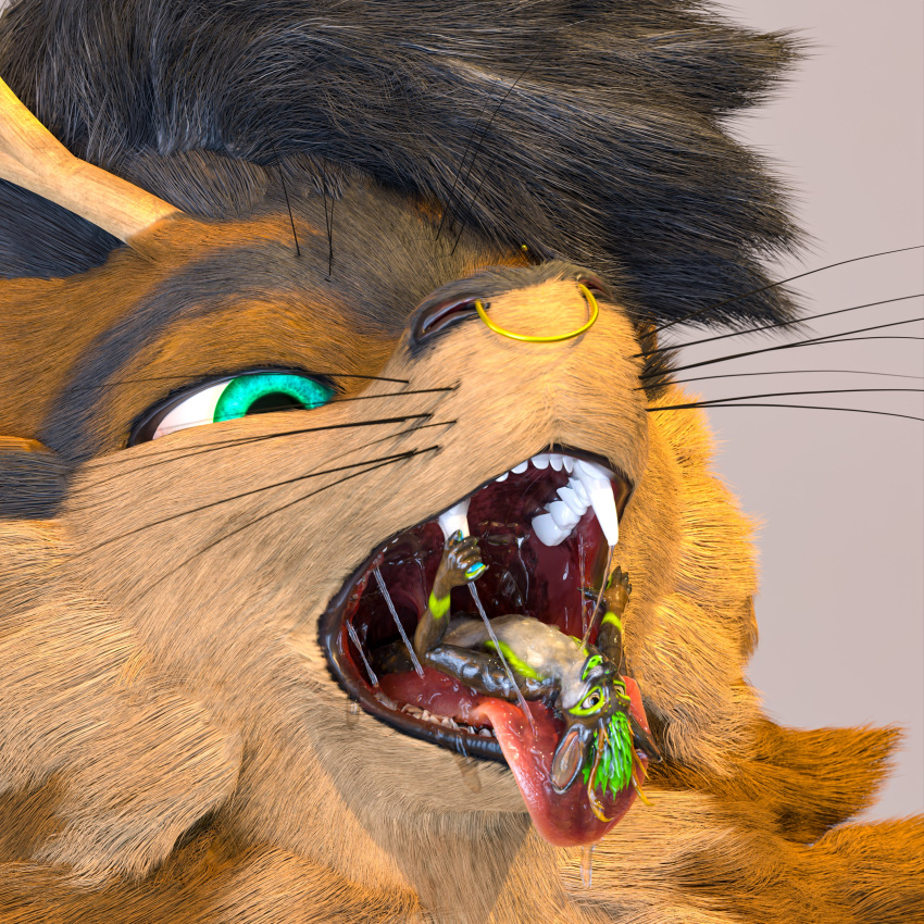 1:1 3d_(artwork) absurd_res anthro antlers bodily_fluids canid canine deer digital_media_(artwork) dragon drooling duo duo_focus facial_piercing fox fur group hair hi_res horn hybrid kiwidox macro male male/male mammal micro micro_in_mouth micro_on_macro nose_piercing nose_ring open_mouth oral_vore piercing ring_piercing saliva saliva_on_tongue saliva_string simple_background size_difference slime swallowing teeth teeth_showing tongue tongue_out uvula vore whiskers willing_prey