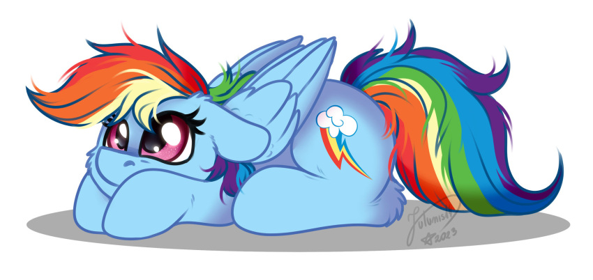 curled_up equid equine female friendship_is_magic hair hasbro hi_res julunis14 looking_up lying mammal multicolored_hair multicolored_tail my_little_pony pegasus purple_eyes rainbow_dash_(mlp) rainbow_hair rainbow_tail solo tail wings