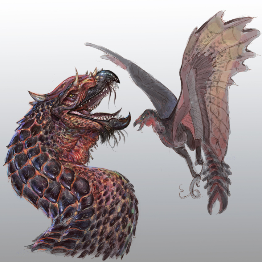 2023 ambiguous_gender digital_media_(artwork) dragon feral hi_res membrane_(anatomy) membranous_wings nukerooster open_mouth simple_background solo teeth tongue white_background wings wyvern