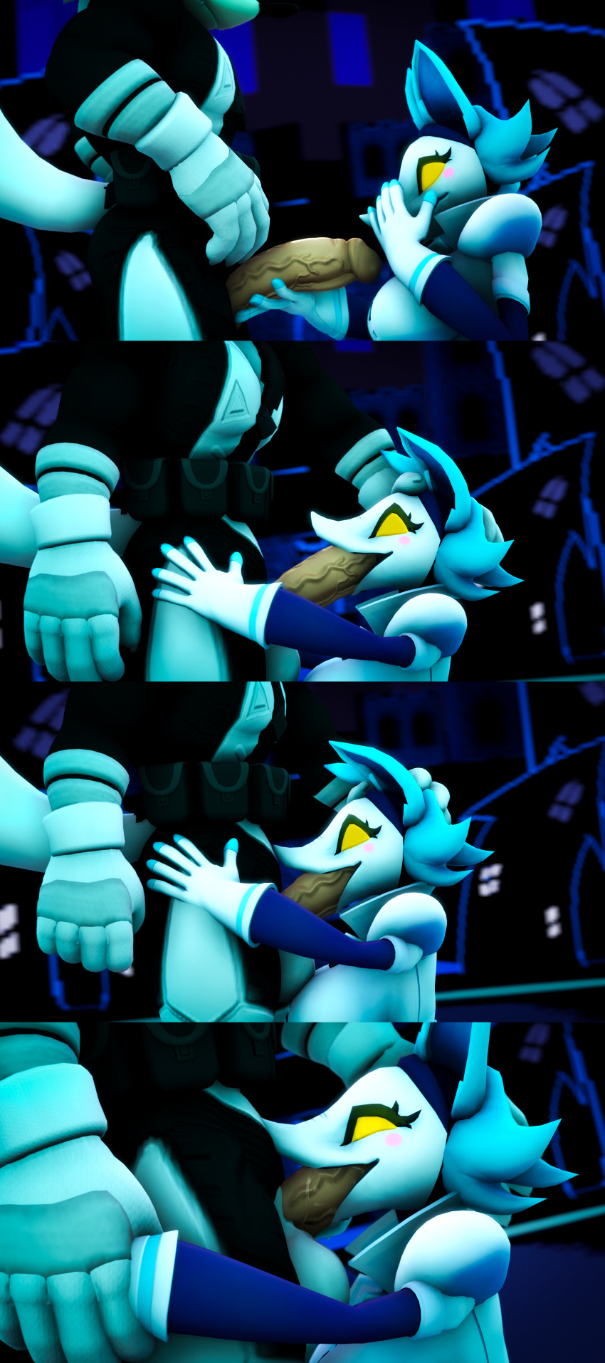 3d_(artwork) absurd_res adam_(juicyducksfm) anthro canid canine canis deltarune digital_media_(artwork) duo fan_character female forced forced_oral genitals glowing glowing_eyes hand_holding hand_on_head hands_on_hips hi_res juicyducksfm male male/female mammal oral penis sega sex sonic_the_hedgehog_(series) source_filmmaker surprised_expression tasque_(cryptiacurves) tasque_manager touching_penis undertale_(series) vein veiny_penis wolf yellow_eyes