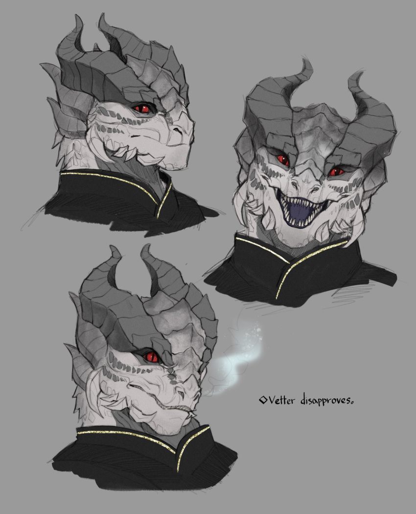 anthro baldur's_gate dragon dragonborn_(dnd) dungeons_and_dragons hasbro headshot_portrait hi_res horn male multiple_images nat_alia77 portrait red_eyes scales sharp_teeth solo teeth white_body white_scales wizards_of_the_coast