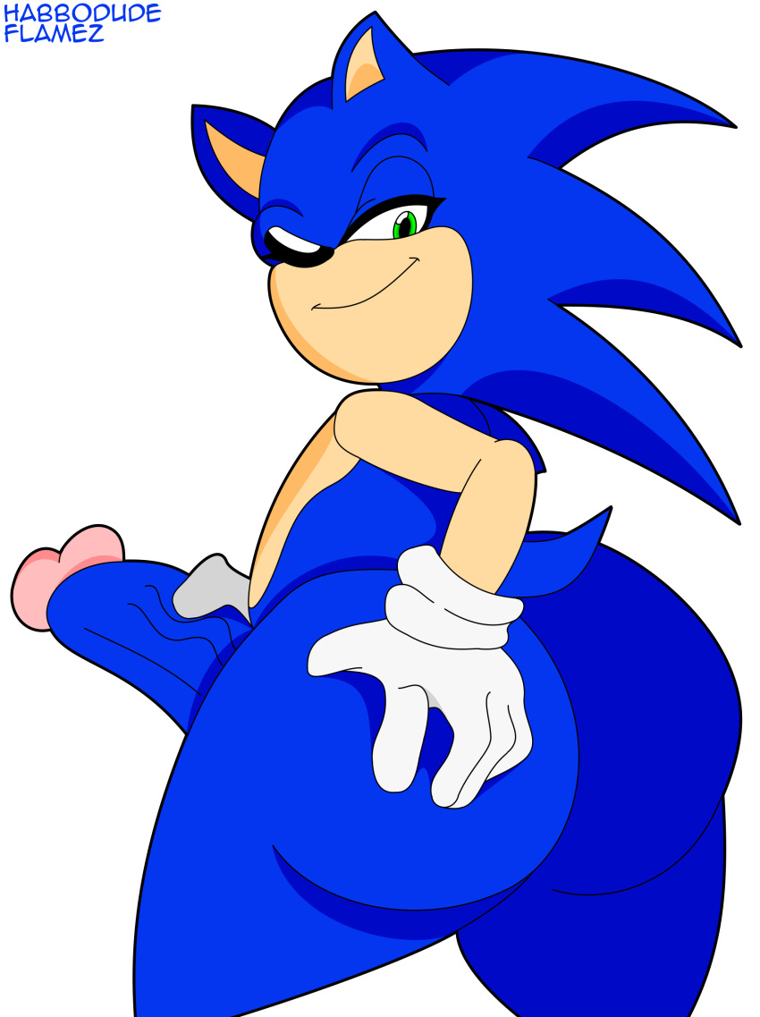 absurd_res anthro big_butt big_penis butt genitals habbodude hi_res huge_butt huge_penis looking_back male masturbation penis sega solo sonic_the_hedgehog sonic_the_hedgehog_(series) vein veiny_penis