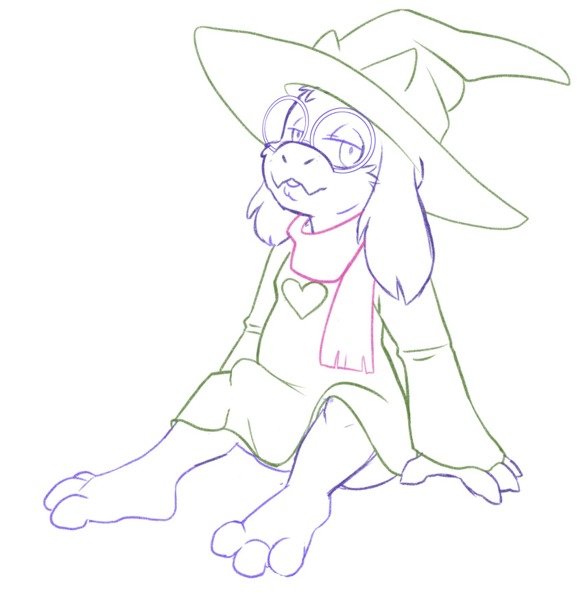 &lt;3 anthro bedroom_eyes bovid caprine clothed clothing deltarune erection erection_under_clothing erection_under_robe eyewear glasses goat half-closed_eyes hat headgear headwear hi_res looking_at_viewer male mammal narrowed_eyes ralsei robe scarf seductive solo solo_focus tbid tenting undertale_(series) wizard_hat