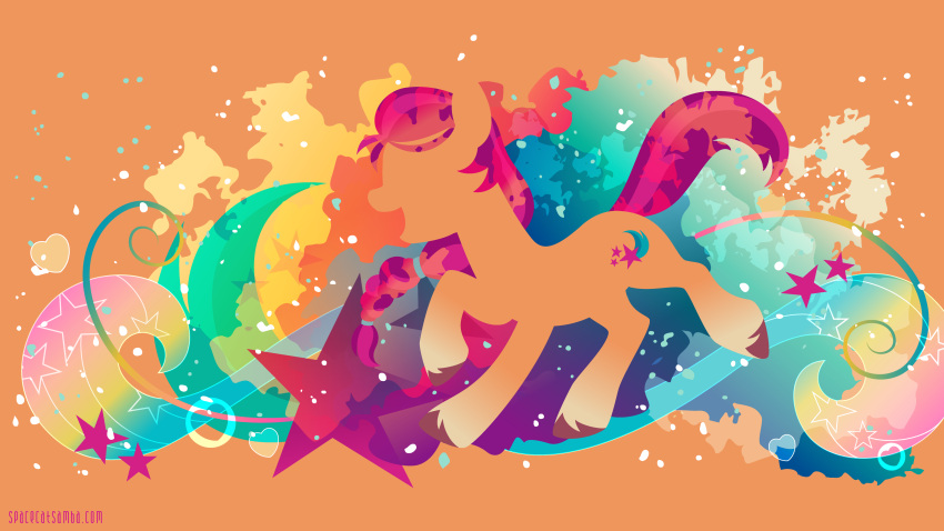 16:9 4k abstract_background absurd_res cutie_mark earth_pony equid equine female hasbro hi_res hooves horse leg_markings mammal markings mlp_g5 my_little_pony orange_theme pony sambaneko silhouette socks_(marking) solo sunny_starscout_(mlp) text url wallpaper widescreen