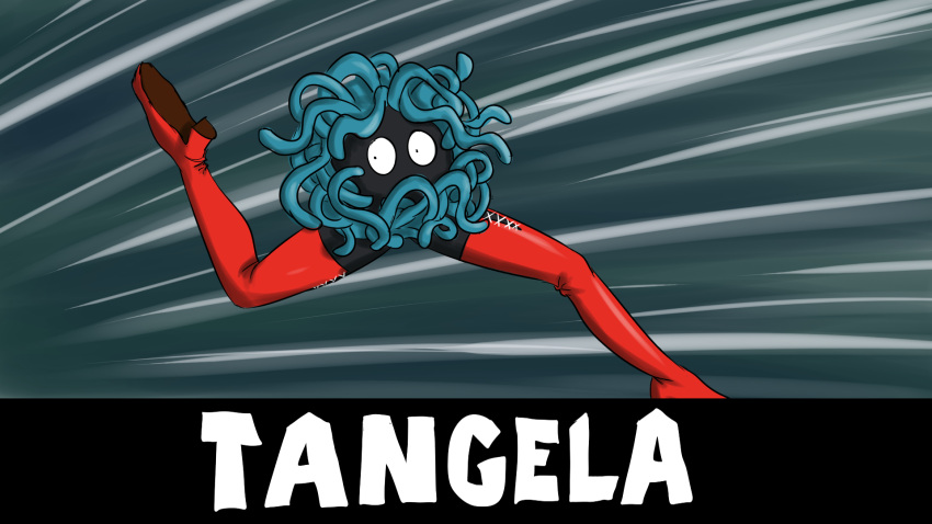 16:9 2020 ambiguous_gender blue_tentacles boots clothed clothing colored digital_drawing_(artwork) digital_media_(artwork) english_text ergomancy feral footwear generation_1_pokemon hi_res legwear legwear_only long_legs mammal nintendo pokemon pokemon_(species) red_clothing red_legwear red_thigh_boots running shaded simple_background solo species_name tangela tentacles text thigh_boots thigh_highs waddling_head white_text widescreen