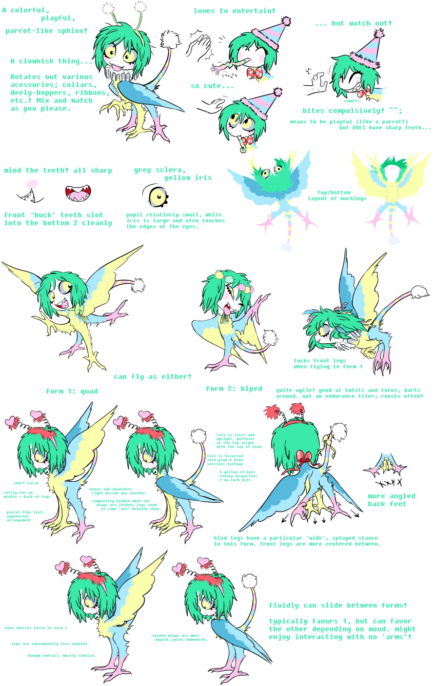 absurd_res avian bird bwrd english_text european_mythology feathered_wings feathers female feral flying greek_mythology harpy hi_res human_faced_feral humanoid humanoid_face lineless model_sheet mythological_avian mythology parrot sharp_teeth solo teeth text wings