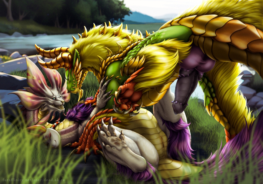 animal_genitalia aquatic_dragon balls big_penis capcom captured claws claws_out dead.akira dragon duo erection fanged_wyvern female feral feral_on_feral feral_penetrated feral_penetrating feral_penetrating_feral forest_forest_background from_behind_position fur genitals knot lake_background leviathan_(mh) lying lying_on_ground male male/female marine mizutsune monster_hunter nature nature_background on_back open_mouth penetration penis preparing pussy raised_tail rear_view scalie scared_face sex spread_legs spreading tail teeth toril_(thunderlordtoril) vaginal vaginal_penetration zinogre