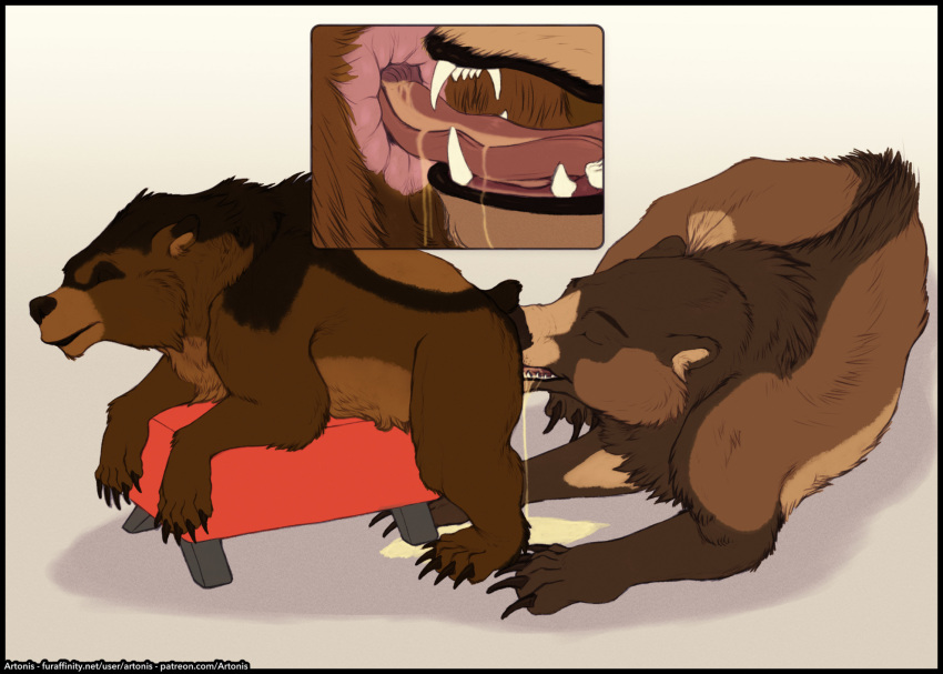 anal anatomically_correct anatomically_correct_genitalia anatomically_correct_penis animal_genitalia animal_penis anus artonis balls bear big_balls bodily_fluids breeding_mount breeding_mount_use brown_bear cum cum_inside cutaway drinking drinking_urine duo felching feral feral_on_feral gaping gaping_anus genital_fluids genitals grizzly_bear hair hi_res kuruk_(character) leaking leaking_anus licking male male/male mammal mane mane_hair messy oral penis rimming sex tongue tongue_out urine urine_in_ass urine_in_mouth urine_on_face urine_on_ground urine_on_tongue urine_pool urine_stream ursine ursine_penis watersports