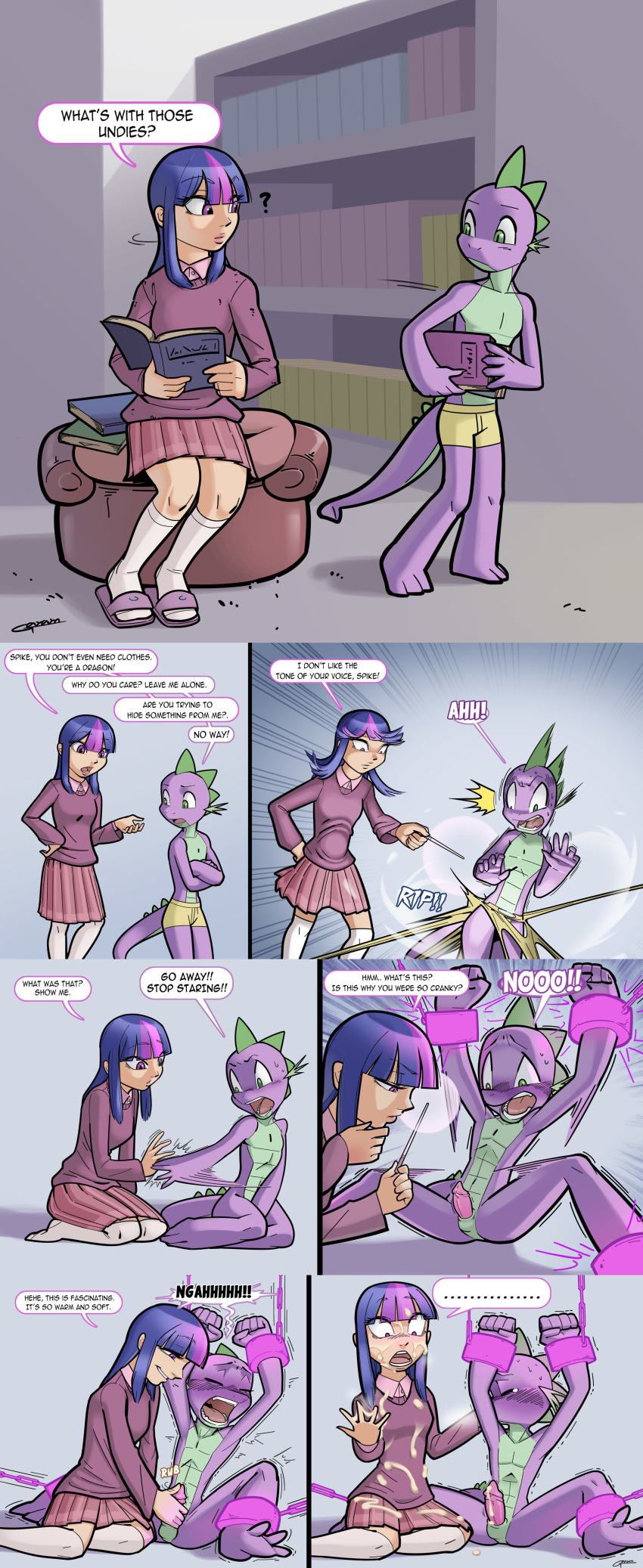 absurd_res anthro assisted_exposure bdsm bondage bound clothing dragon female forced forced_orgasm friendship_is_magic garam handjob hasbro hi_res human magic male male/female mammal my_little_pony orgasm penile rape sex spike_(mlp) submissive submissive_male torn_clothing twilight_sparkle_(mlp) young