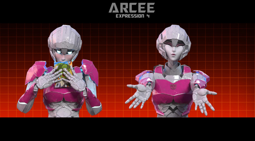 1girl 3d arcee autobot blender_(medium) blue_eyes breasts closed_eyes colored_skin expressions glowing glowing_eyes helmet highres humanoid_robot jpl-animation medium_breasts metal_skin pink_lips robot robot_girl science_fiction solo transformers upper_body white_skin