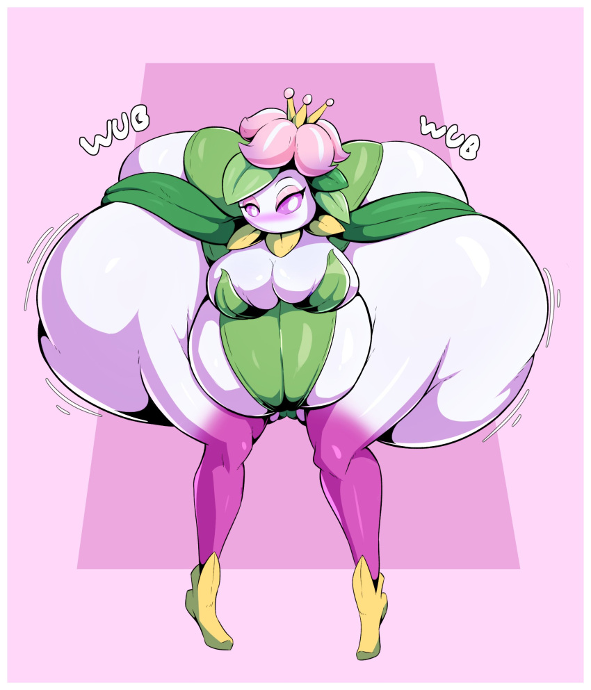 belly big_belly big_breasts big_butt blush blush_lines breasts butt butt_expansion cleavage clothed clothing elemental_creature elemental_humanoid expansion female flora_fauna generation_5_pokemon hi_res huge_breasts huge_butt humanoid hyper hyper_butt lilligant looking_at_viewer motion_lines narrowed_eyes nintendo not_furry pink_eyes plant plant_humanoid pokemon pokemon_(species) pupils solo sound_effects text veryfilthything white_body white_pupils